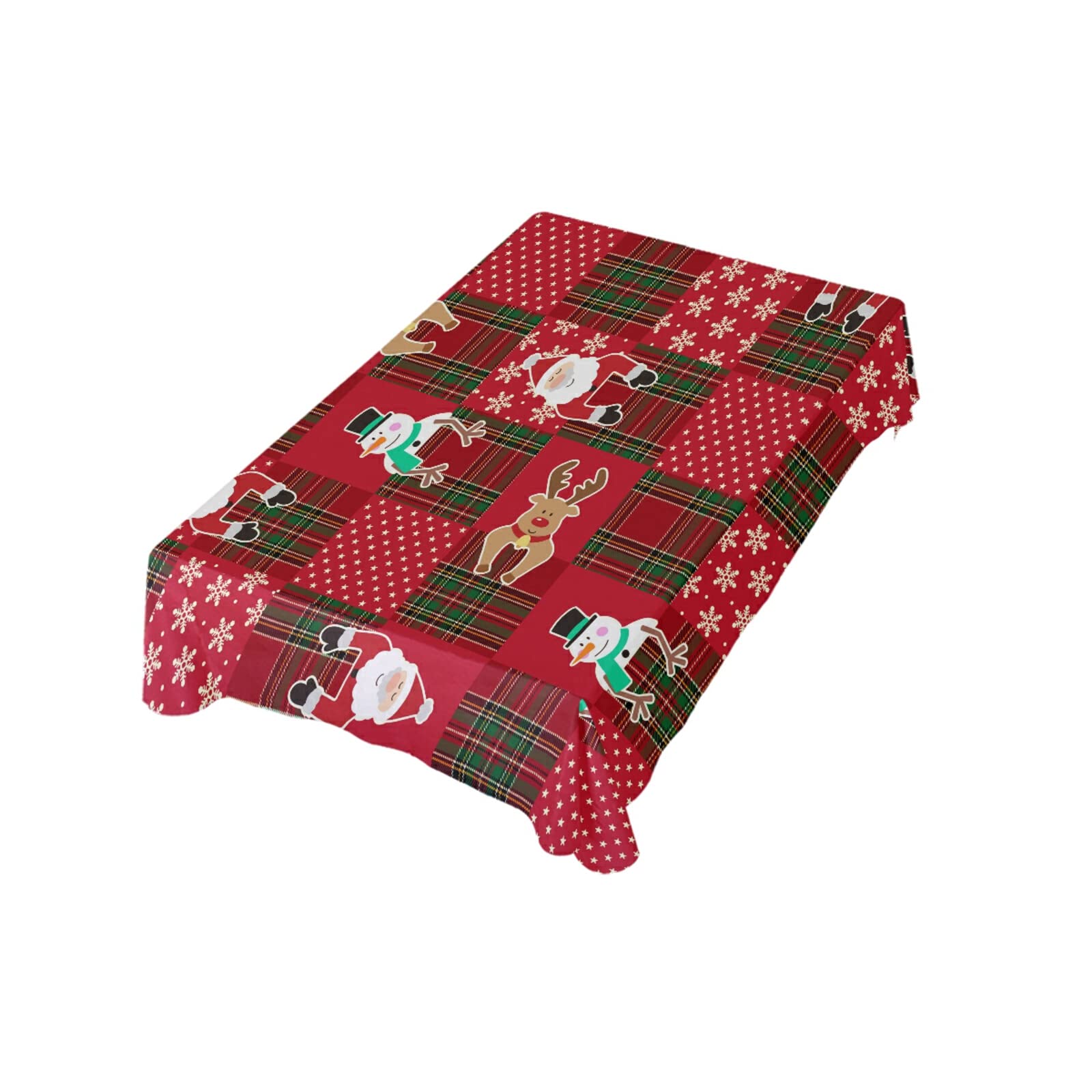 ALAZA 54x72 Inch Rectangle Tablecloth - Christmas Snowman Santa Snowflake Design for Dining Table | Waterproof Indoor/Outdoor Table Cover for Wedding, Party, Banquet & Holiday Decorations