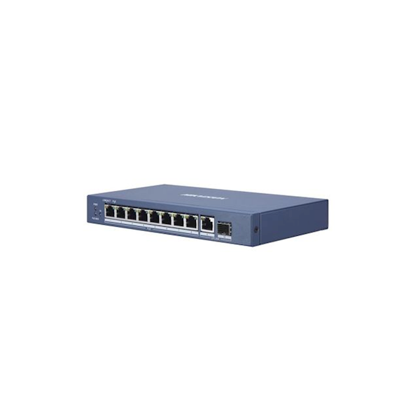 DS-3E1510P-EI 10-Port Gigabit PoE Switch with 8x PoE+ Ports & 2x Uplink Ports for Home Office & Small Business Network Expansion