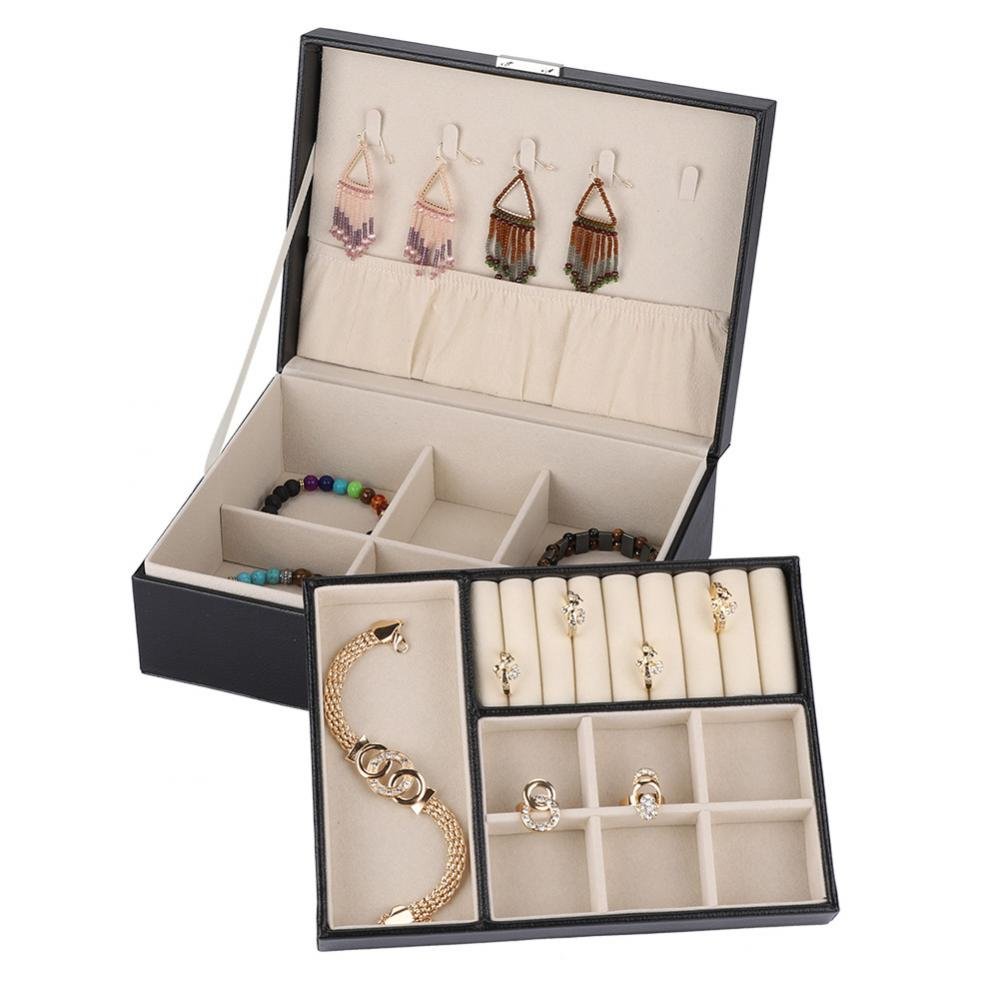 Greensen PU Leather Jewelry Organizer Box with Lock - Stylish Storage for Necklaces, Rings & Earrings | Perfect Jewelry Box for Women's Accessories | Ideal for Travel, Home Decor & Gift Giving