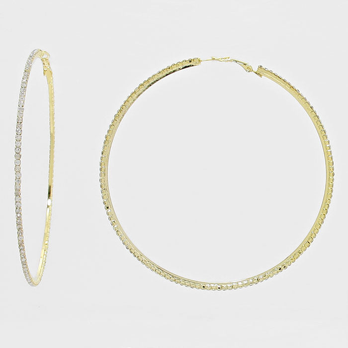 AB Crystal Hoop Earrings in Gold | 3-Piece Set | Elegant Jewelry for Women | Perfect for Parties, Weddings & Everyday Wear