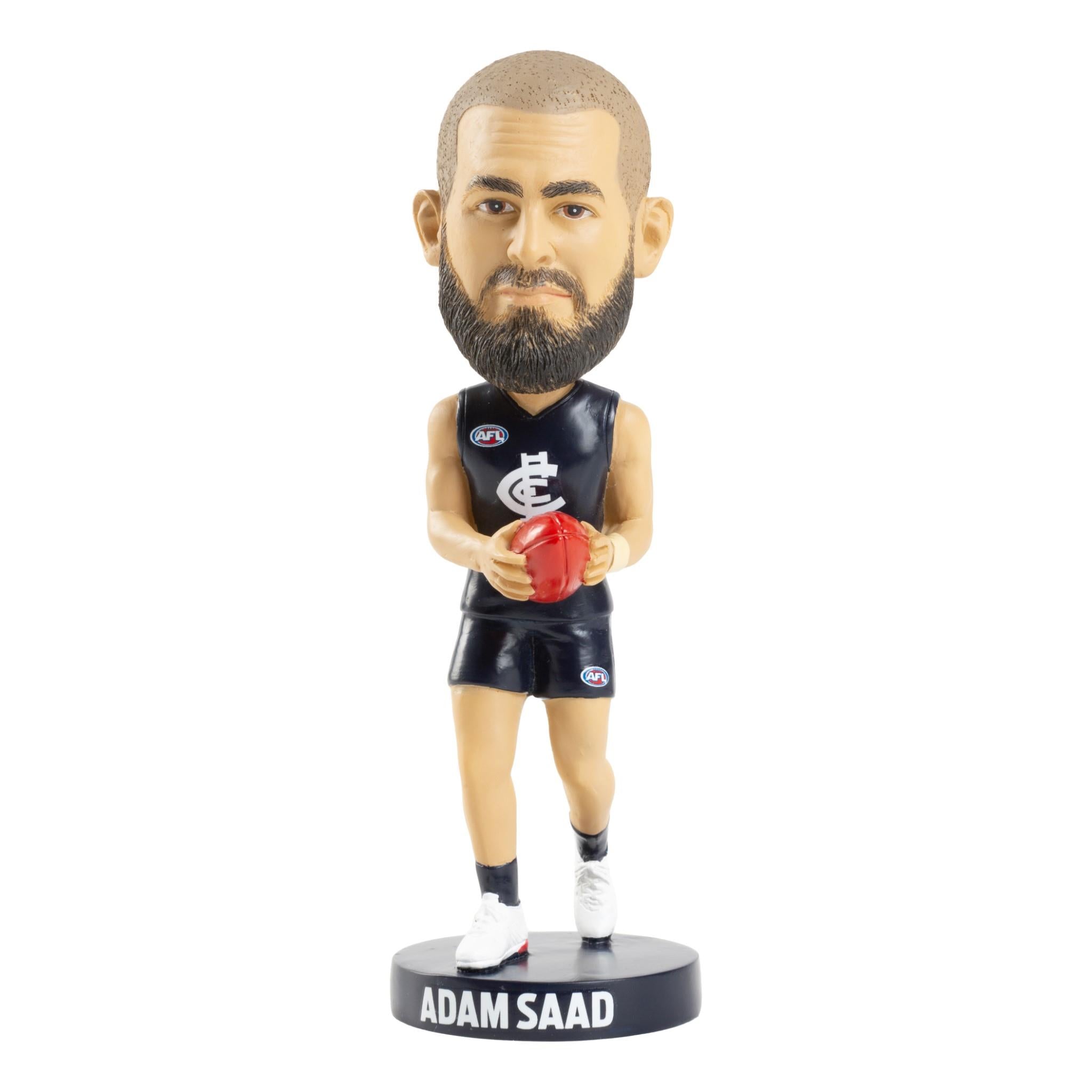 Official AFL Carlton Blues Adam Saad Bobblehead - Collectible Football Fan Memorabilia for Home, Office & Game Day Decor