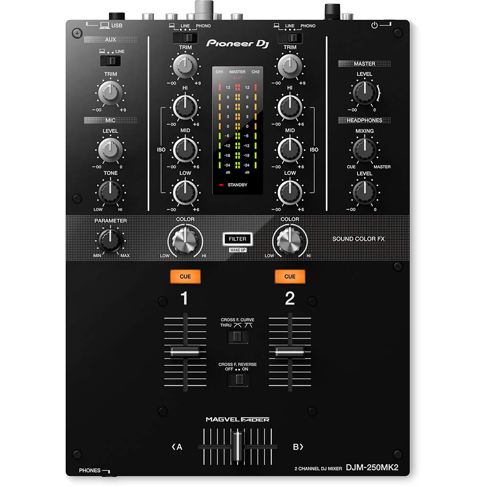 Pioneer DJM-250MK2 Professional 2-Channel DJ Mixer - Perfect for Clubs, Home Studios & Live Performances