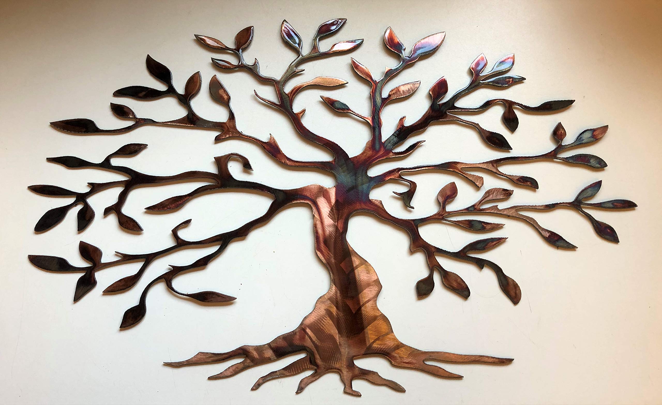 Olive Tree Metal Wall Art - Wide Version for Home & Office Decor | Elegant Handmade Metal Tree Wall Hanging for Living Room, Bedroom, Entryway
