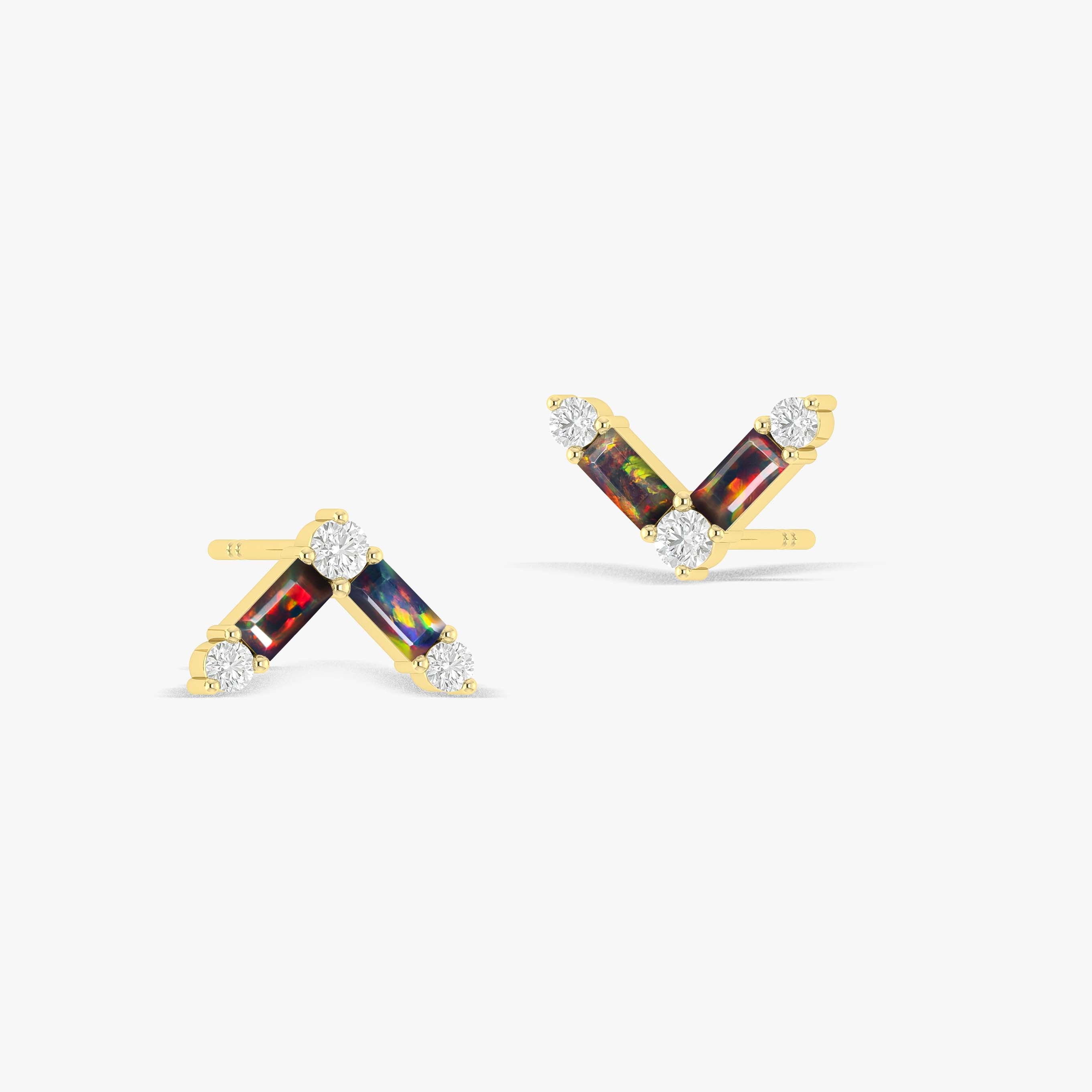 Natural Black Opal AV Style Stud Earrings for Women - Hypoallergenic Sterling Silver Jewelry - Perfect for Parties, Weddings & Everyday Wear
