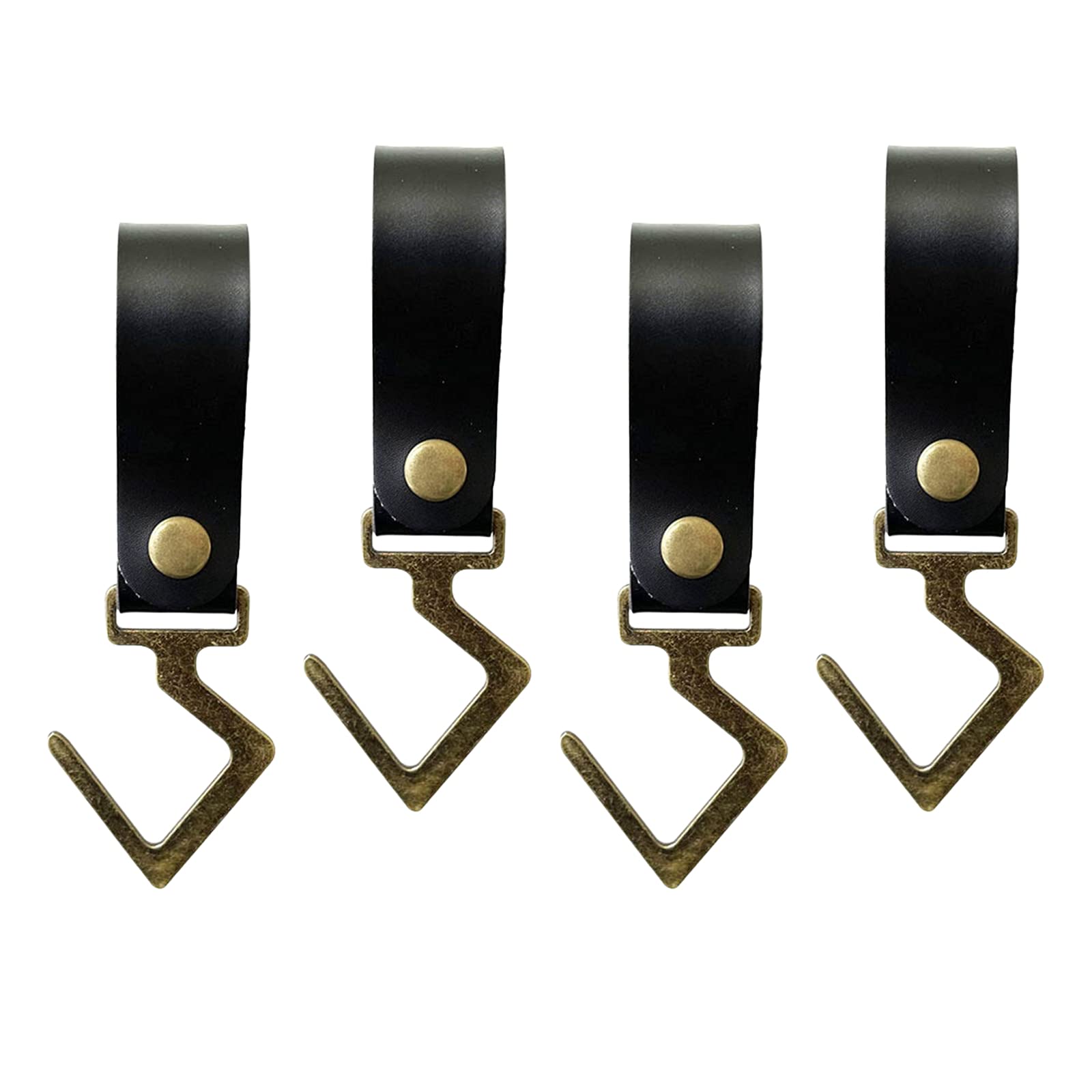 Colcolo PU Leather Strap Cookware Pot Rack Hooks - Heavy Duty Hanging Hooks for Kitchenware, Pots, Utensils, Plants & Towels (Black) | Perfect for Kitchen Organization, Pantry Storage & Home Decor