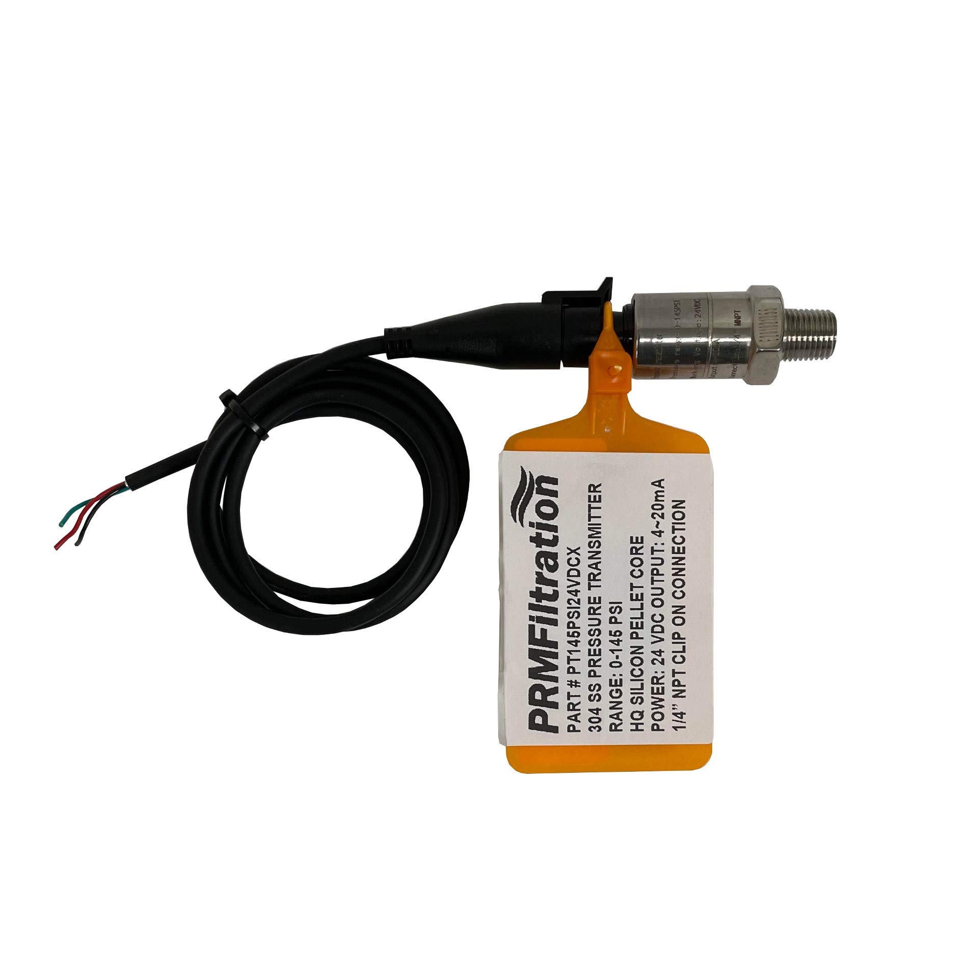 High Accuracy Pressure Transmitter 0-145 PSI, 304 Stainless Steel Case, 1/4