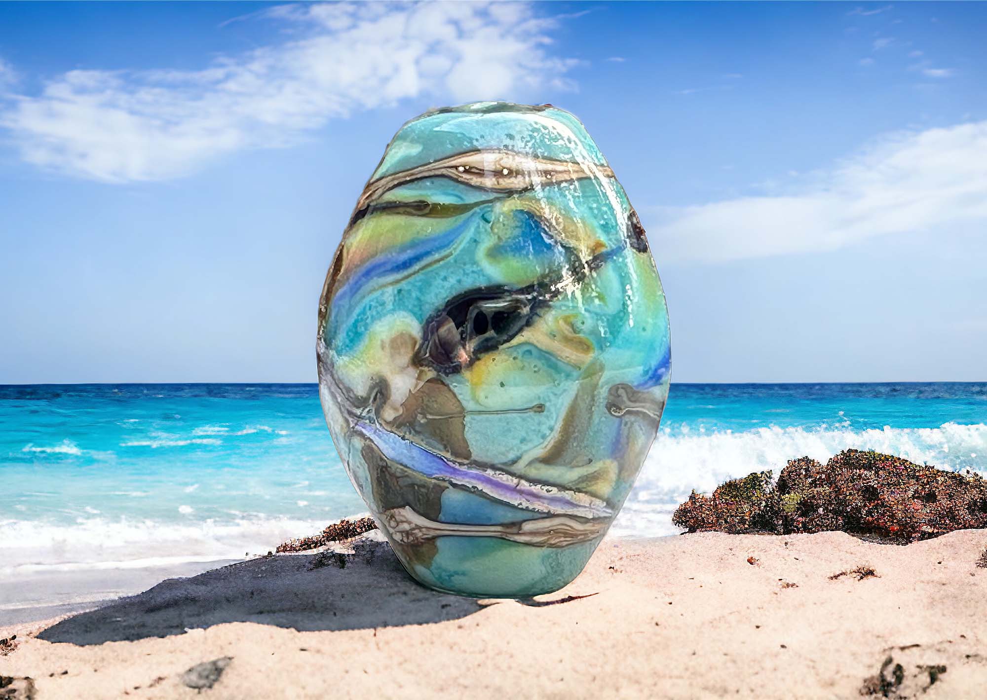 Handmade Ethereal Blue Lampwork Glass Focal Bead - Perfect for Jewelry Making, DIY Crafts & Beading Projects | SRA Certified