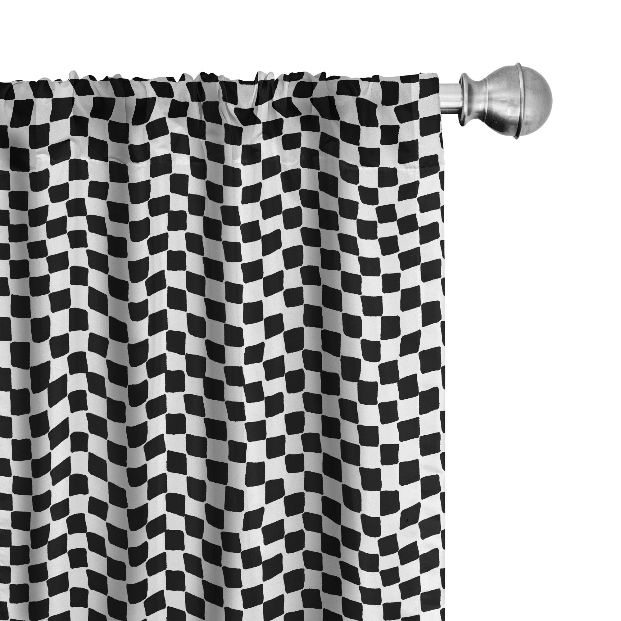 Ambesonne Mudcloth Curtains - Modern Geometric Checkered Abstract Square Pattern Window Drapes, 2 Panel Set for Living Room & Bedroom Decor, 56