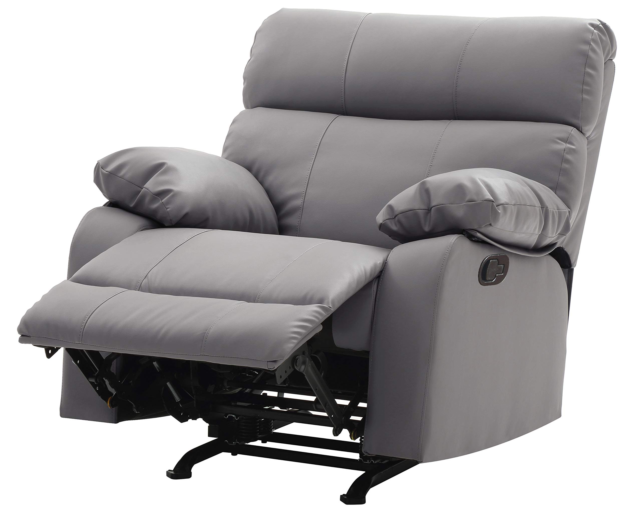 Glory Furniture Gray Faux Leather Rocker Recliner Chair - Comfortable Living Room Seating for Relaxing & Watching TV