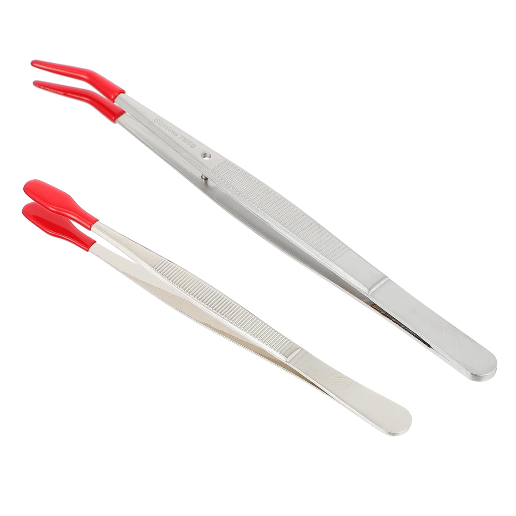 2-Piece Stainless Steel Tweezers & Tongs Set - Sharp Pointed Tips for False Eyelash Application, Beading, Cooking - Magnetic Lash Applicator with Angled Design for Precise Control - Perfect for Makeup Artists, DIY Enthusiasts & Home Chefs