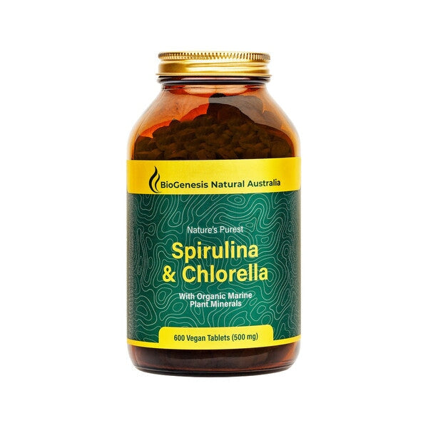 Biogenesis Spirulina & Chlorella Superfood Supplement with Marine Minerals - 600 Tablets for Detox, Immune Support & Energy Boost | Perfect for Daily Wellness Routine & Active Lifestyle