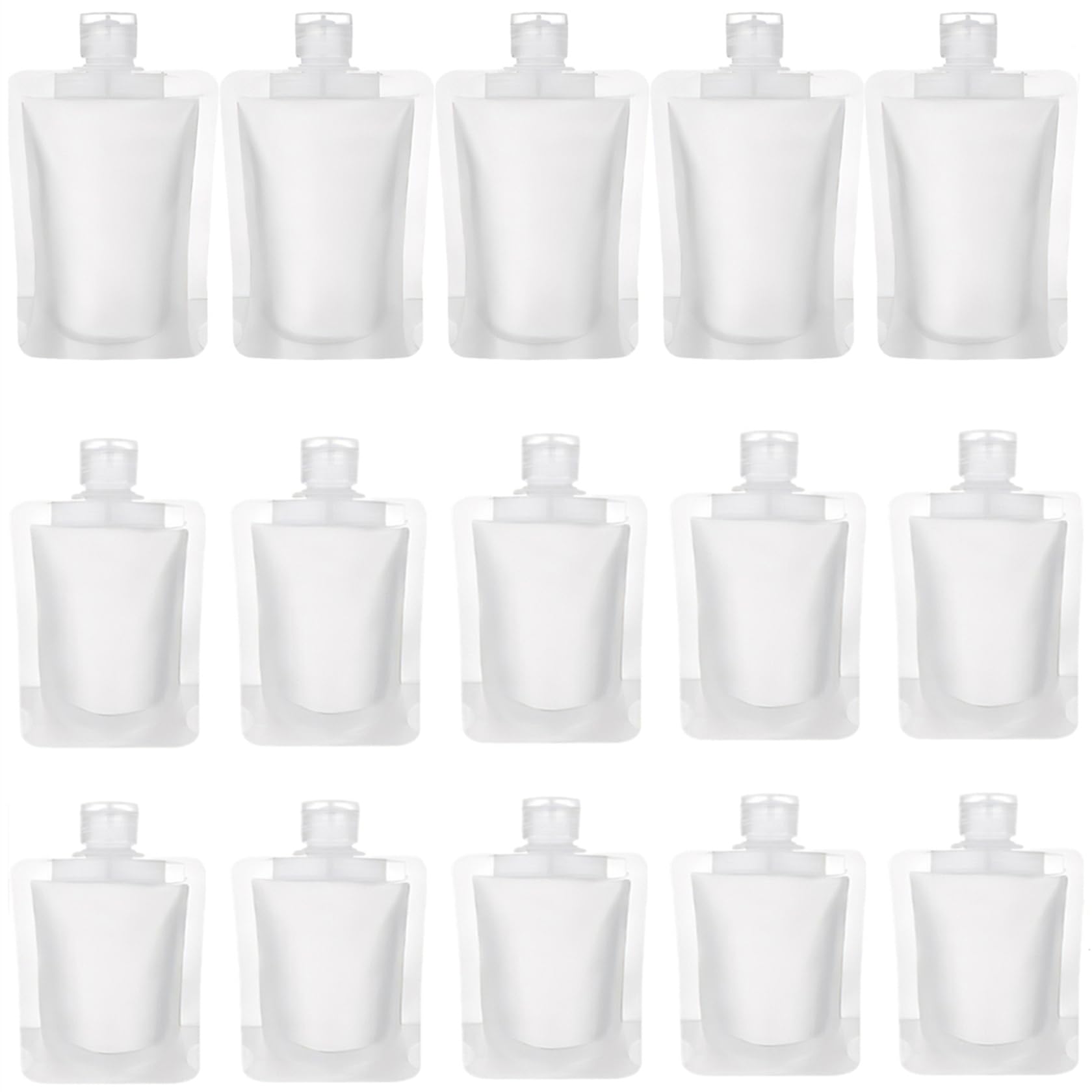 TUZAZO 15pcs TSA Approved Travel Toiletry Pouches - Refillable Empty Squeeze Bottles for Shampoo, Conditioner & Lotion | Perfect for Air Travel, Gym & Vacation Essentials