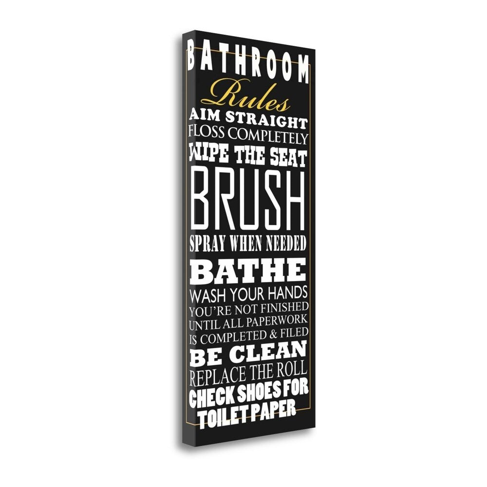 Bathroom Rules by Jim Baldwin - Premium Fine Art Giclee Print on Gallery Wrap Canvas, Ready to Hang Wall Decor - Perfect for Bathroom, Living Room, or Office Decor