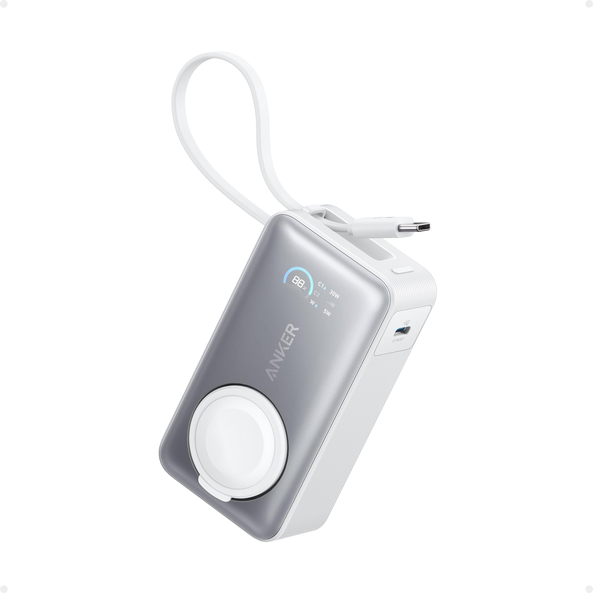 Anker MagGo 10,000mAh Magnetic Wireless Power Bank - Officially Certified for Apple Watch, iPhone 15 Series, Samsung Galaxy, iPad & AirPods | 35W Fast Charging with Built-in USB-C Cable | Portable Charger for Travel, Work & Outdoor Activities
