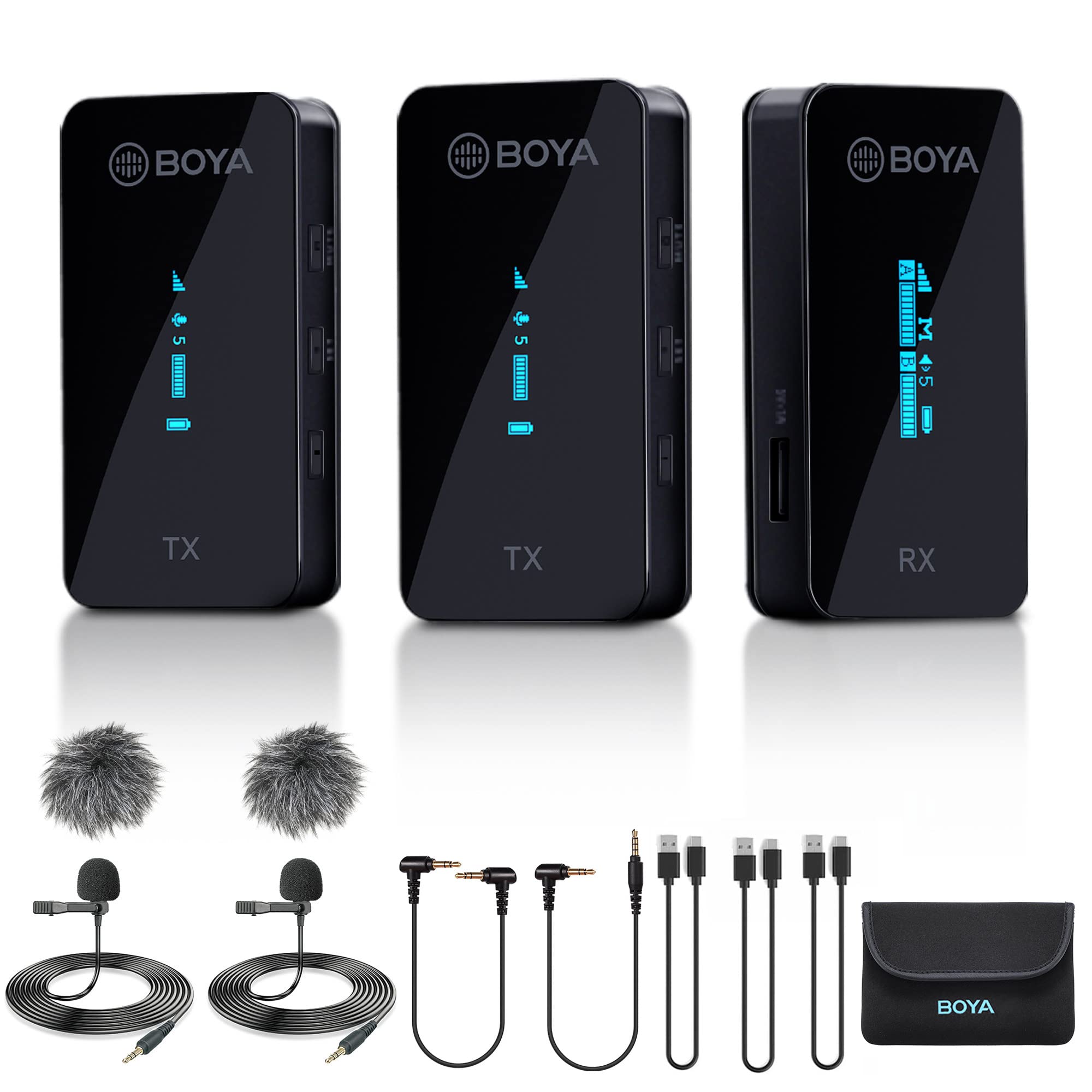 BOYA BY-XM6-S2 2.4GHz Dual Channel Wireless Lavalier Microphone System for DSLR, Camcorder, YouTube Vlogging & Interviews - 328ft Range - Perfect for Professional Video Recording, Live Streaming & Podcasting