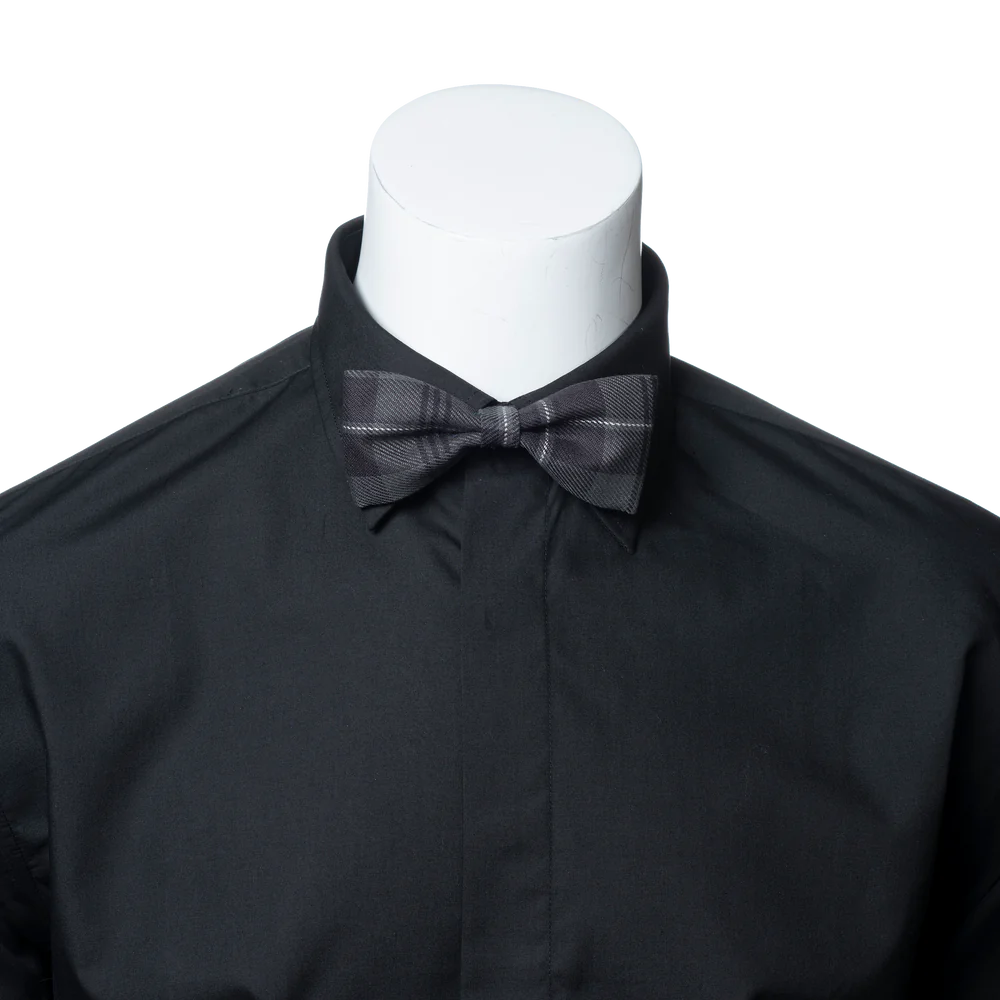 Stylish Men's Grey Granite Tartan Bow Tie for Weddings, Parties & Formal Events - Premium Adjustable Neckwear for Grooms & Professionals