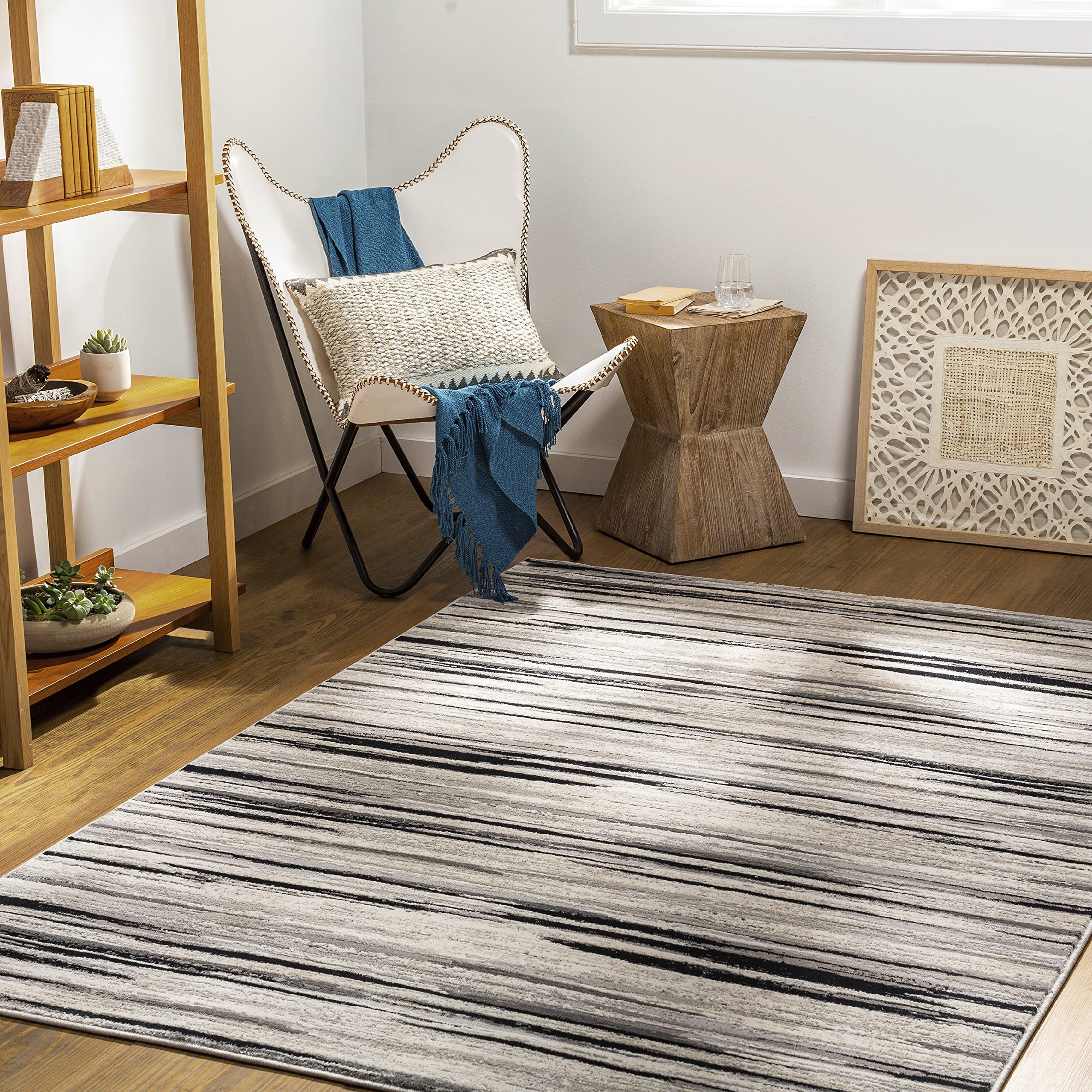 Mark&Day Modern 4x6 Area Rug - Lake Forest Black Brown Gray Carpet for Living Room, Bedroom, Kitchen | Soft & Durable Indoor Floor Mat (4'3