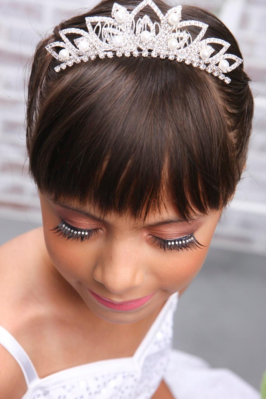 SFC Kids False Eyelashes with 8 Clear Rhinestones - Natural Look for Parties, Halloween & Special Occasions