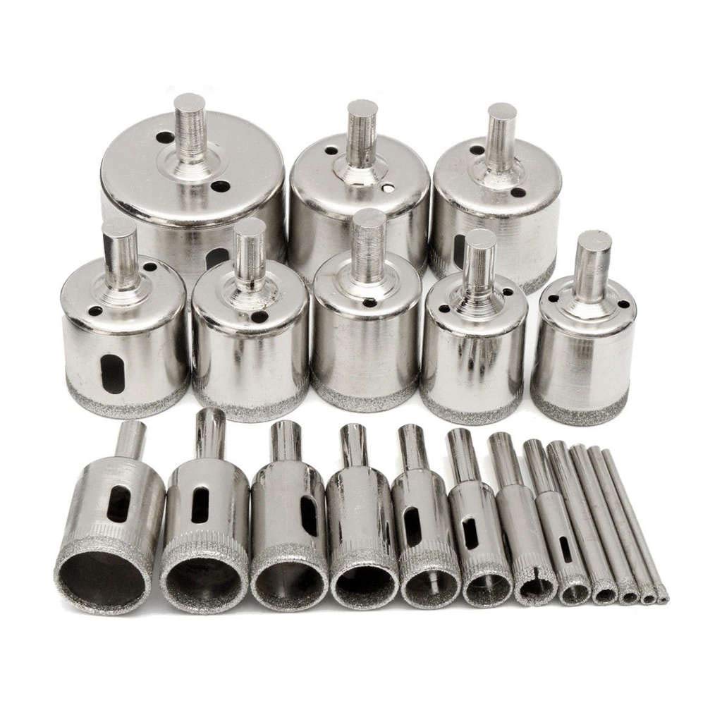 20 Pcs 3-50mm Diamond Drill Bit Set for Glass, Marble, Granite - Hole Saw Cutter Tool for DIY Projects, Jewelry Making & Home Renovation