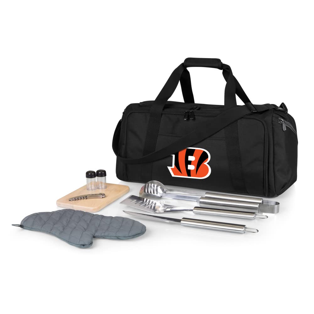 NFL BBQ Grill Set with Cooler Tote - Portable Barbecue & Picnic Accessories Kit for Tailgating, Camping, and Outdoor Parties