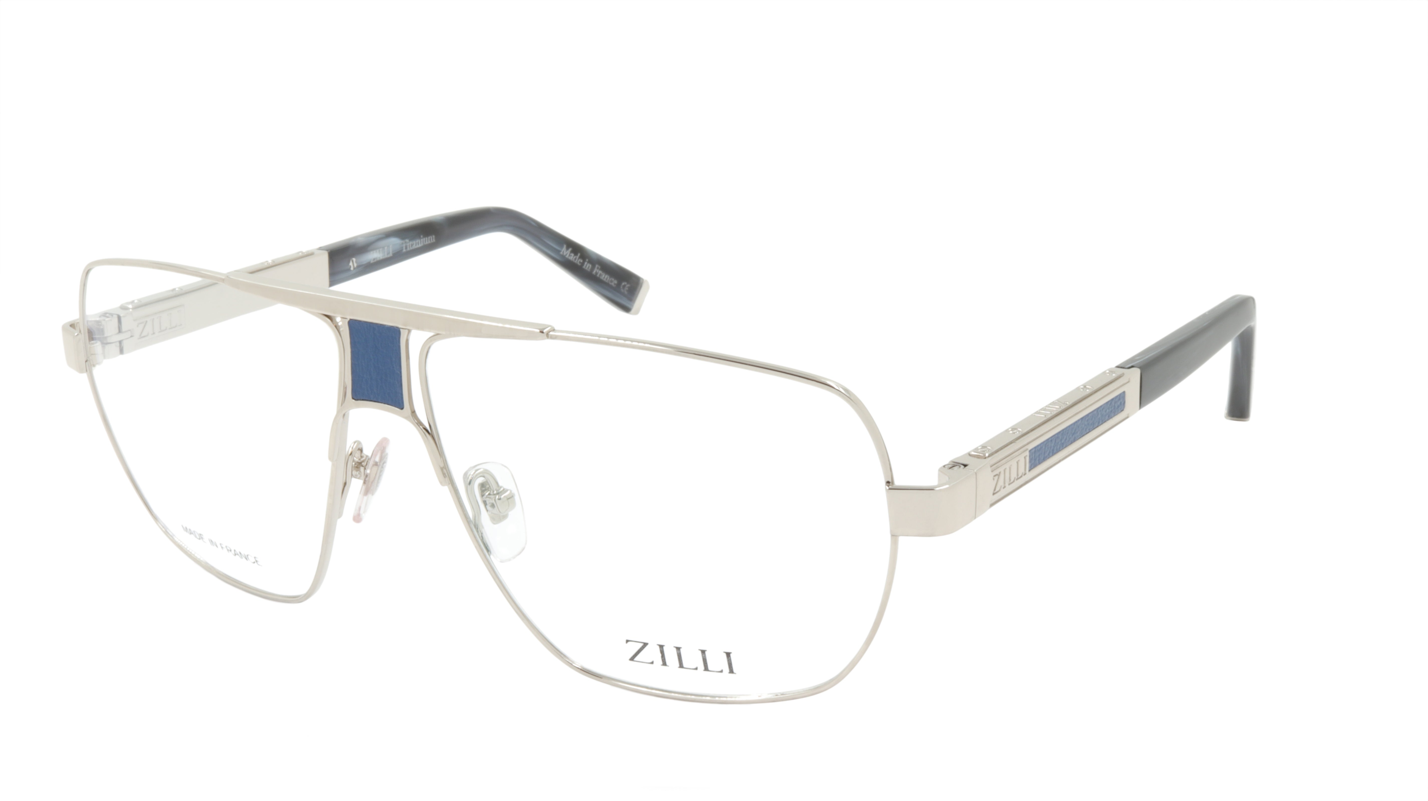 Premium ZILLI Eyeglasses Frame - Titanium & Acetate with Genuine Leather - Made in France (Model ZI 60047 C03) - Perfect for Business, Reading & Fashion Accessories