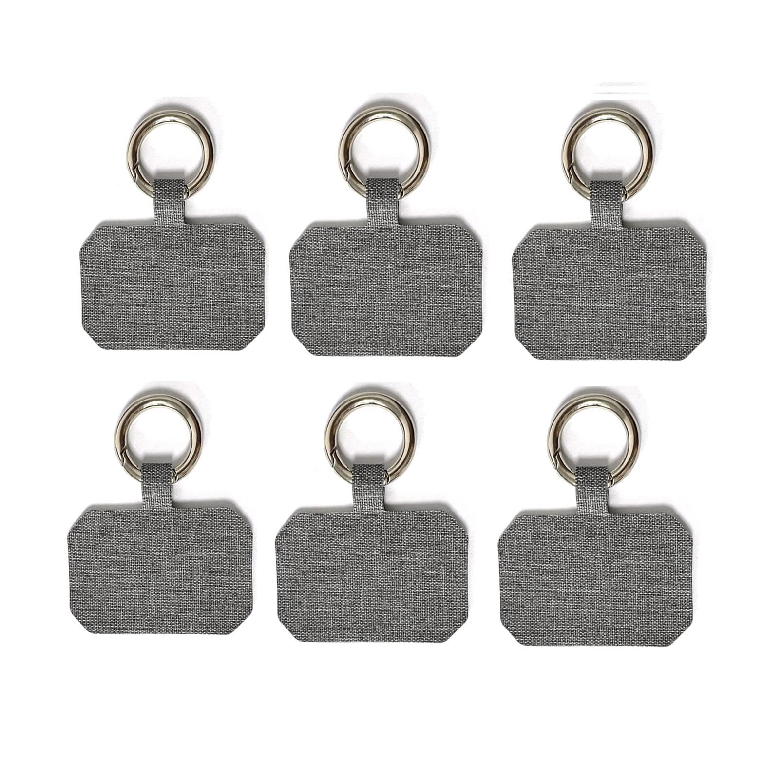 Universal Phone Tether Tab Phone Lanyard Patch 6 Pack - Secure Hands Free Holder with Connector Card for Phone Strap, Necklace Tender-Grey - Ideal for Travel, Workouts, and Outdoor Activities