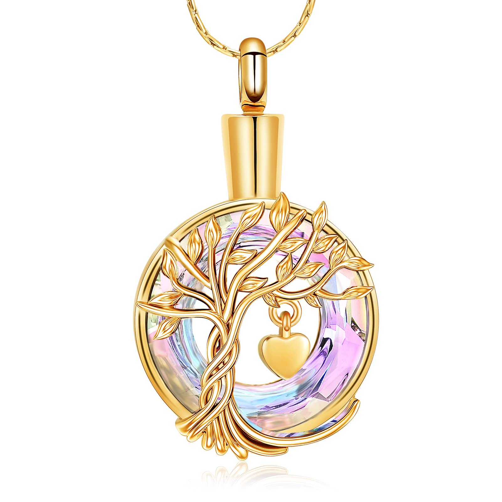 Stainless Steel Tree of Life Urn Necklace - Ashes Memorial Jewelry for Women & Men, Perfect for Remembrance & Comfort