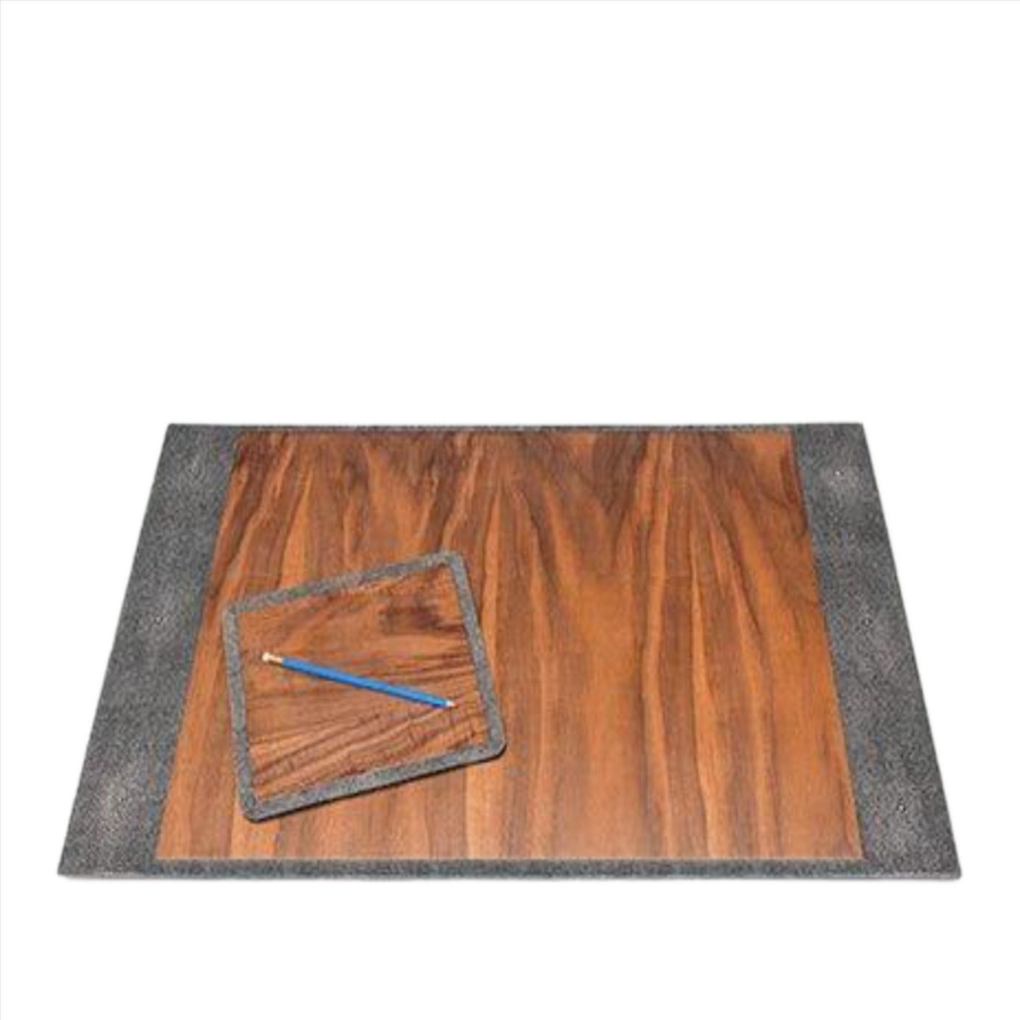 Premium Crosby Faux Shagreen Desk Blotter Set - Cool Grey Leather Office Organizer for Professional Workspace & Home Office Decor