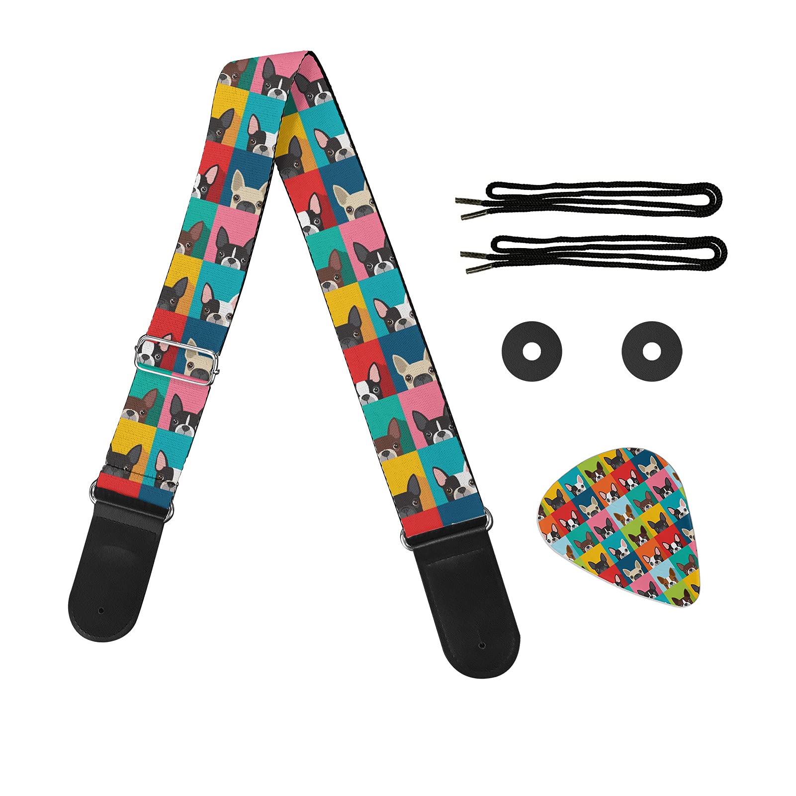 Hawaiian Starfish Conch Beach Print Guitar Strap & Picks Set for Acoustic Electric Bass Guitars - Perfect for Beach Performances & Tropical Music Gigs