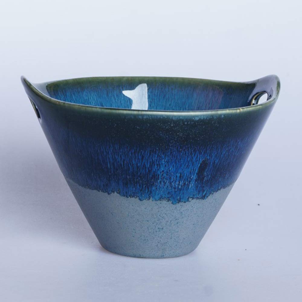 Handmade Ceramic Bowl Set - 4-Piece Porcelain Soup & Cereal Bowls, Microwave & Dishwasher Safe - Blue Kitchen Dining Bowls for Home, Restaurant & Gifts