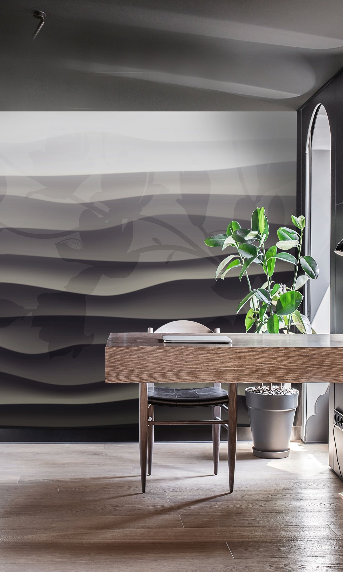 Black & White Abstract Inkscapes Marble Mural Wallpaper M1389 Sample - Modern Peel and Stick Wallpaper for Living Room, Bedroom, Office Decor