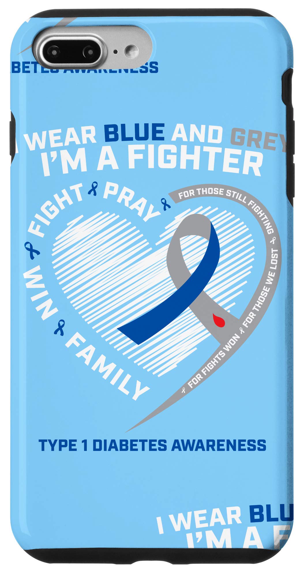 iPhone 7 Plus/8 Plus Type 1 Diabetes Awareness Case - Durable T1D Juvenile Diabetic Support Phone Cover for Daily Use & Protection