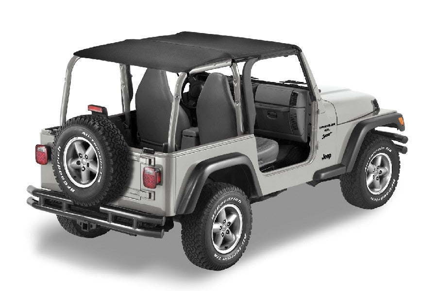 Ford Bronco Bestop Extended Safari Style Bikini Top - Black Denim for Jeep TJ - Perfect for Summer Off-Road Adventures & Beach Cruising