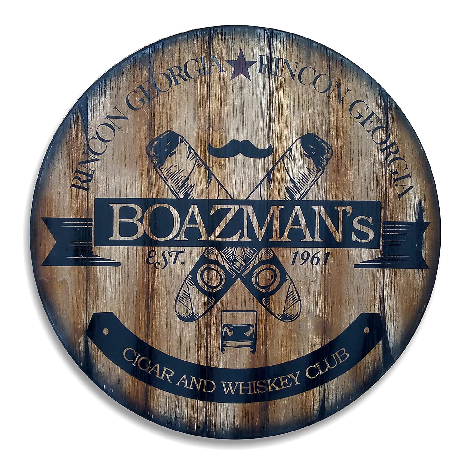 Personalized Cigar Themed Wooden Sign - Whiskey Barrel Inspired Custom Gift for Men - Unique Man Cave, Home Bar & Living Room Decor - Perfect for Father's Day, Birthday & Retirement Gifts