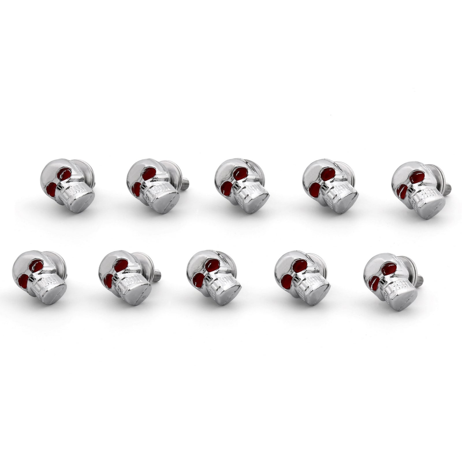 10 Pack Chrome Skull License Plate Bolts - Universal Windshield Screws for Cars, Trucks & Motorcycles - Durable Metal Fasteners for Custom Auto Accessories (Perfect for Themed Vehicles & DIY Projects)