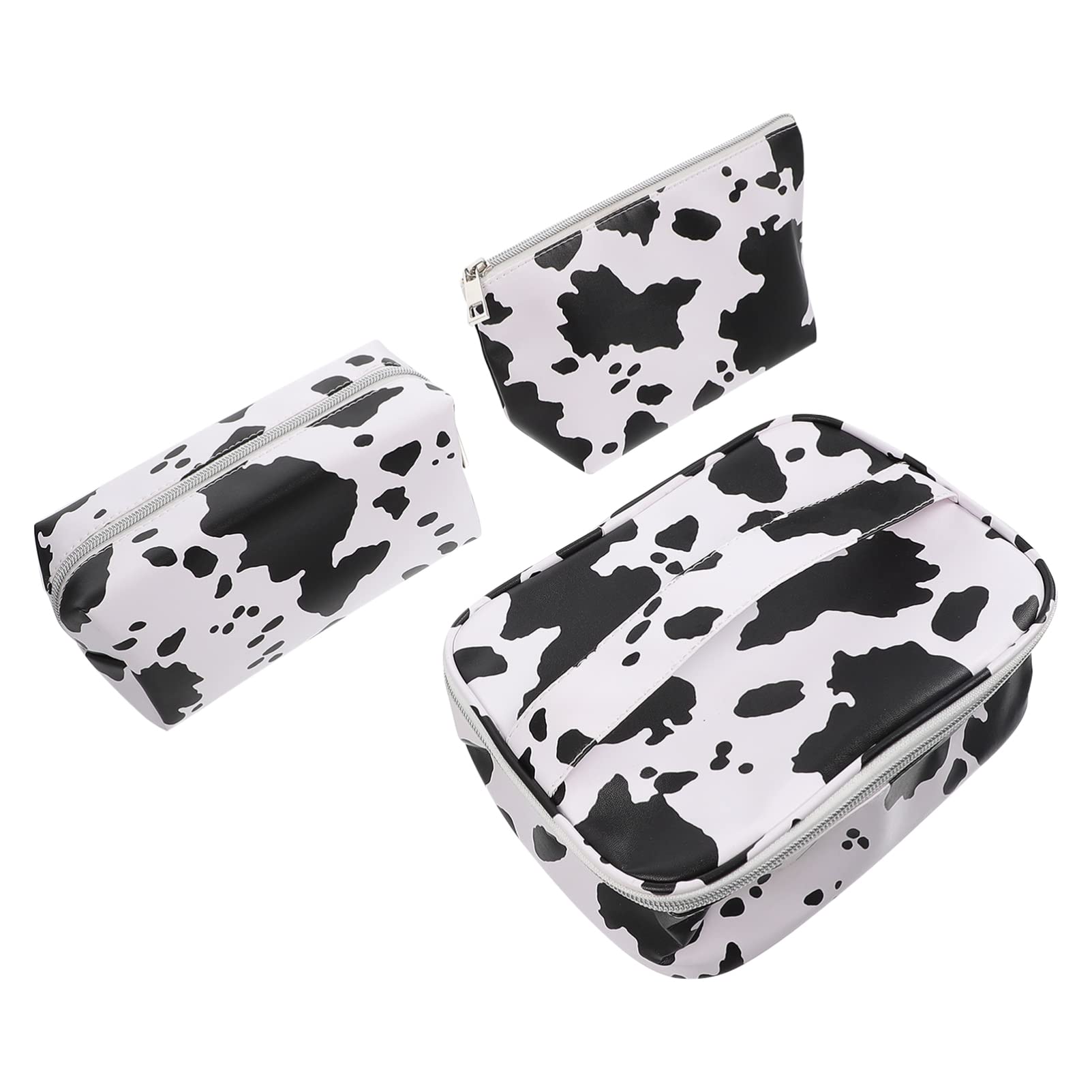 SOIMISS 3-Piece Travel Makeup Bag Set - Waterproof Cow Print Cosmetic Organizer & Toiletry Pouch for Women | Perfect for Vacation, Gym, and Daily Use