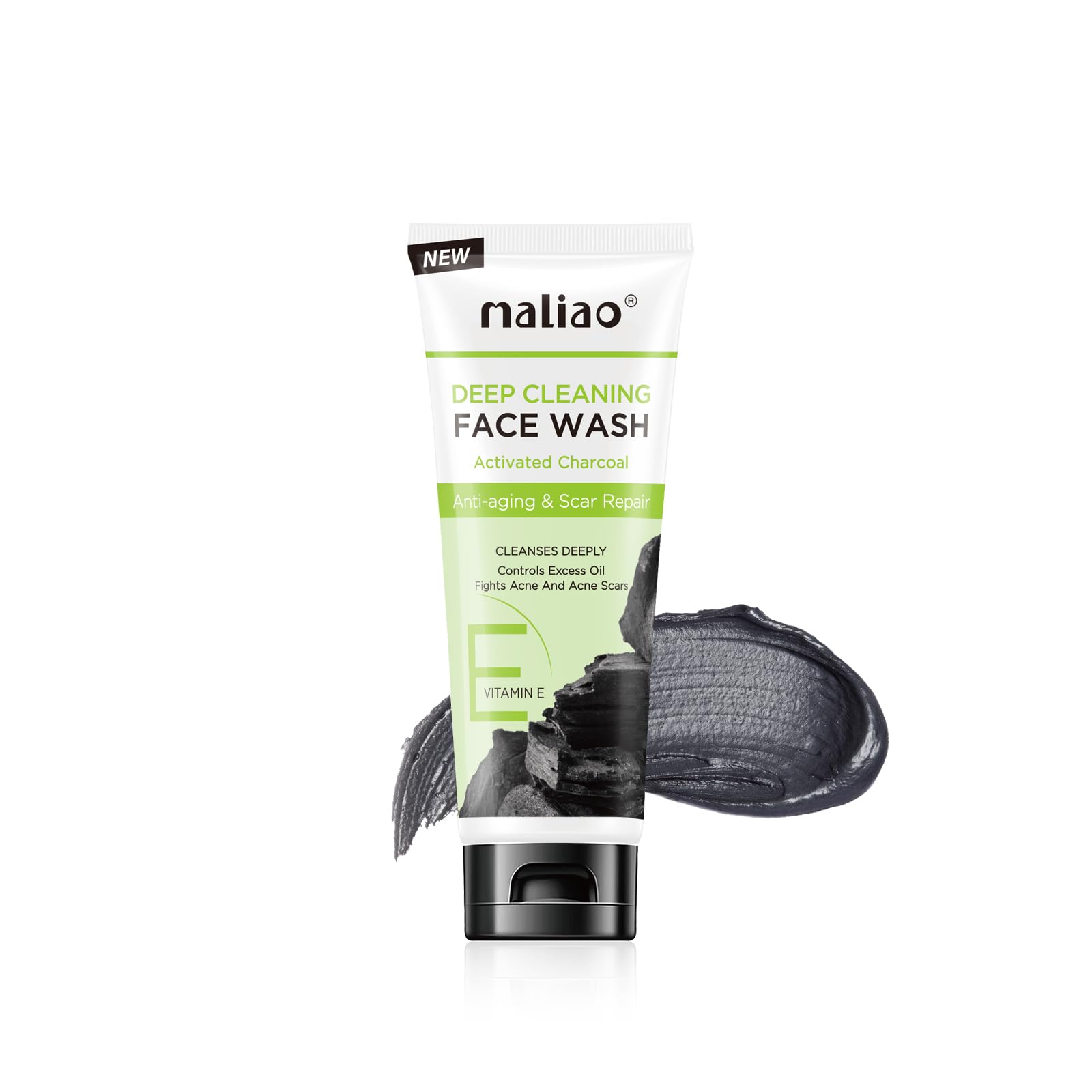 Maliao Activated Charcoal Face Wash for Oily Skin - Deep Cleansing & Oil Control - Perfect for Daily Skincare & Acne Prevention