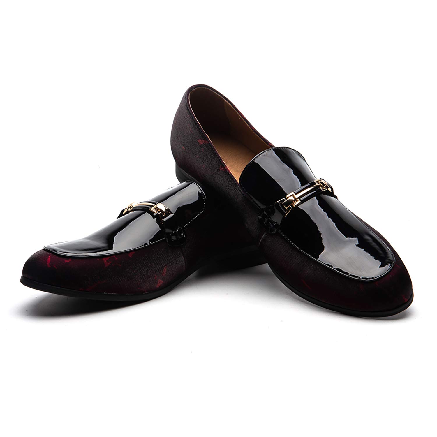 JITAI Men's Genuine Leather Loafers - Classic Slip-On Dress Shoes with Stylish Pattern Printing for Business, Casual & Smoking Occasions - Perfect for Office, Parties & Formal Events
