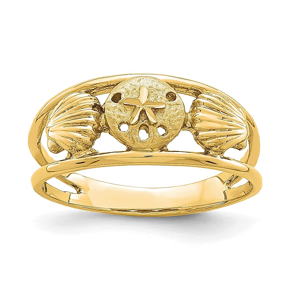 14K Yellow Gold Seashell Ring for Women - Elegant Beach Jewelry Gift