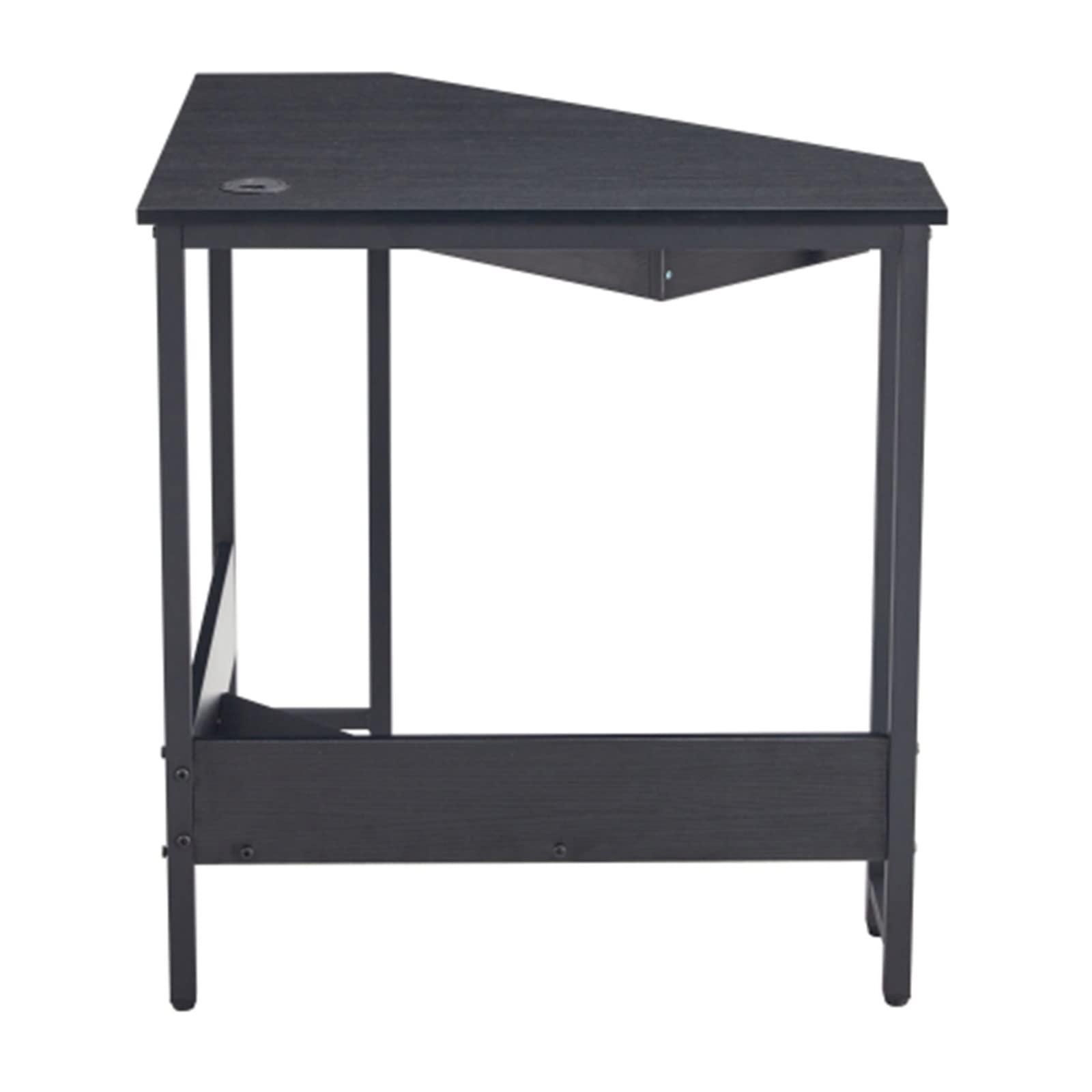 HEMOTON Triangular Computer Desk - Compact Home Office Corner Desk with Storage Shelf, Small Space-Saving Workstation (Black MDF) | Perfect for Home Office, Study Room & Small Apartments