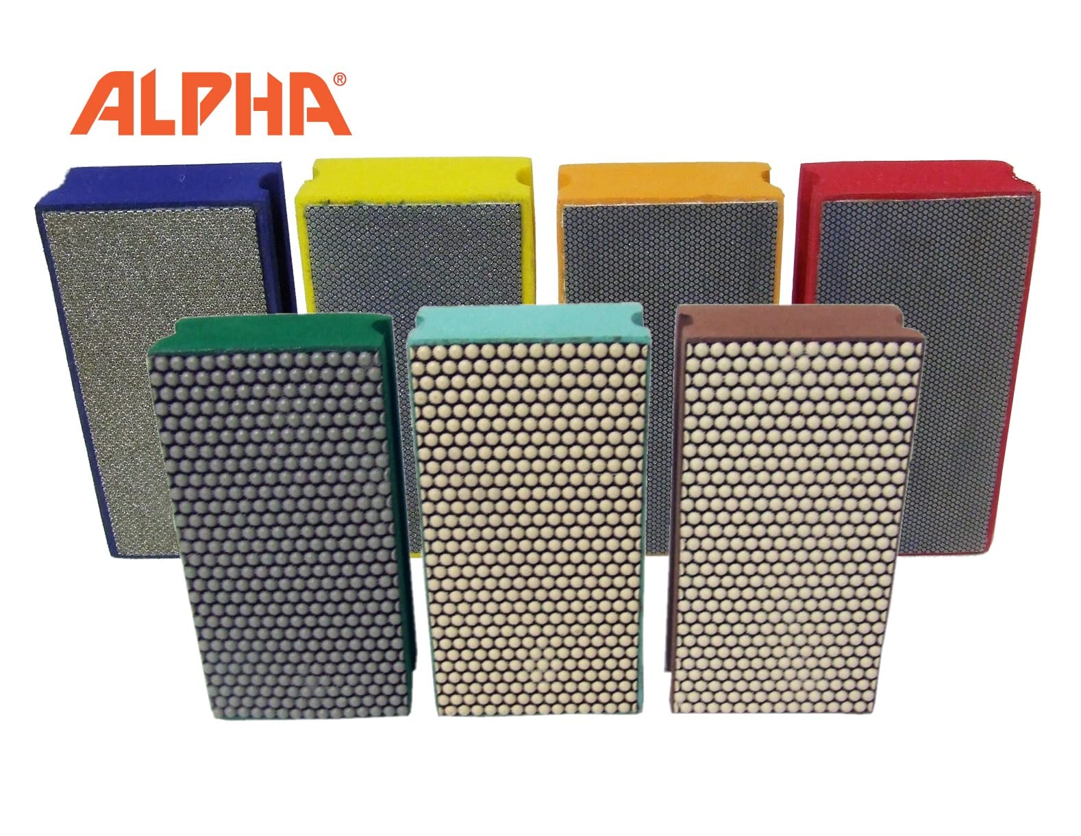 Alpha Diamond Hand Polishing Pads - 7 Piece Wet/Dry Kit for Stone, Granite, Marble Countertop & Tile Polishing - Professional Grade Restoration & Shining Tools