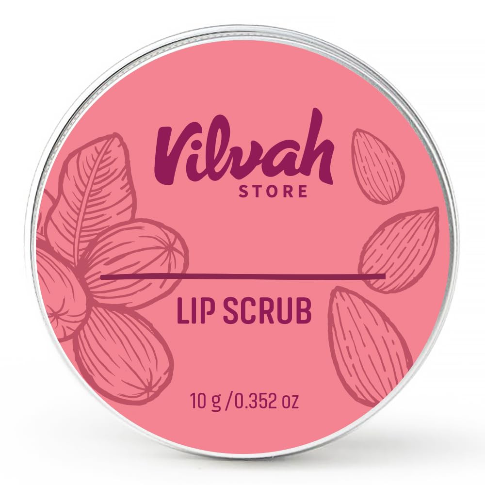 Vilvah Store Natural Lip Scrub Exfoliator - 10g Moisturizing Lip Care for Dry, Chapped Lips - Perfect for Winter Skincare & Pre-Makeup Prep
