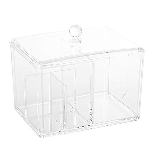 Makeup Storage Box with Large Capacity & Partition Design - Safe Cotton Swabs Organizer, Durable PS Material for Home & Travel Makeup Tools - Perfect for Vanity, Bathroom & Cosmetic Organization
