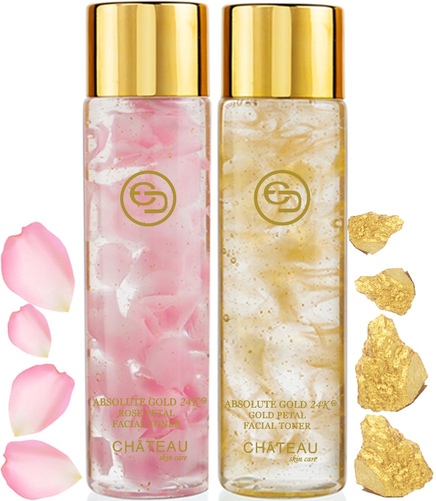 24K Gold Rose Petal Facial Toner with Collagen - Hydrating & Anti-Aging Face Toner for All Skin Types (Pack of 2) | Perfect for Daily Skincare Routine & Spa-Like Glow at Home