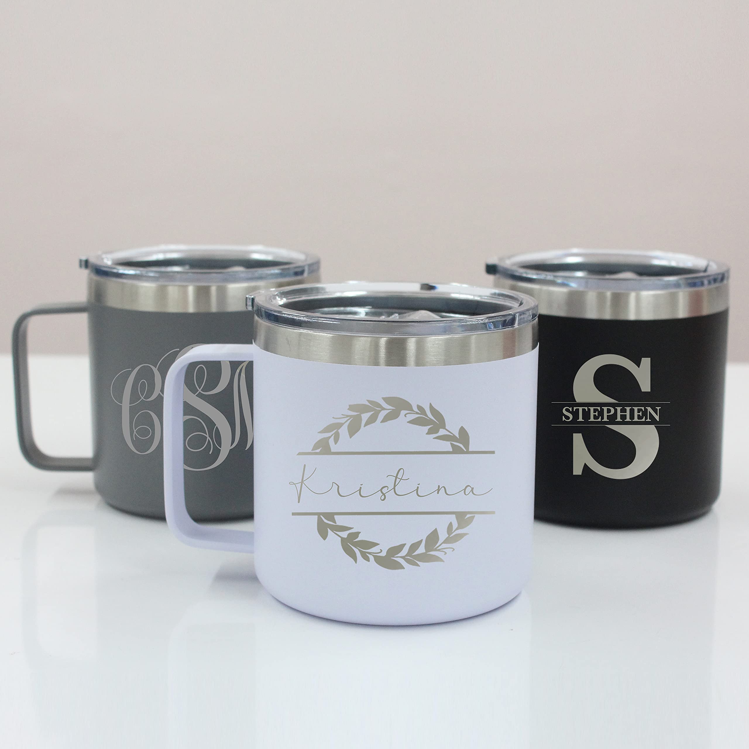 Custom Insulated Coffee Mug with Lid & Handle - Personalized Travel Tumbler for Hot & Cold Drinks - Black (Pack of 2) - Perfect for Office, Commuting & Outdoor Adventures