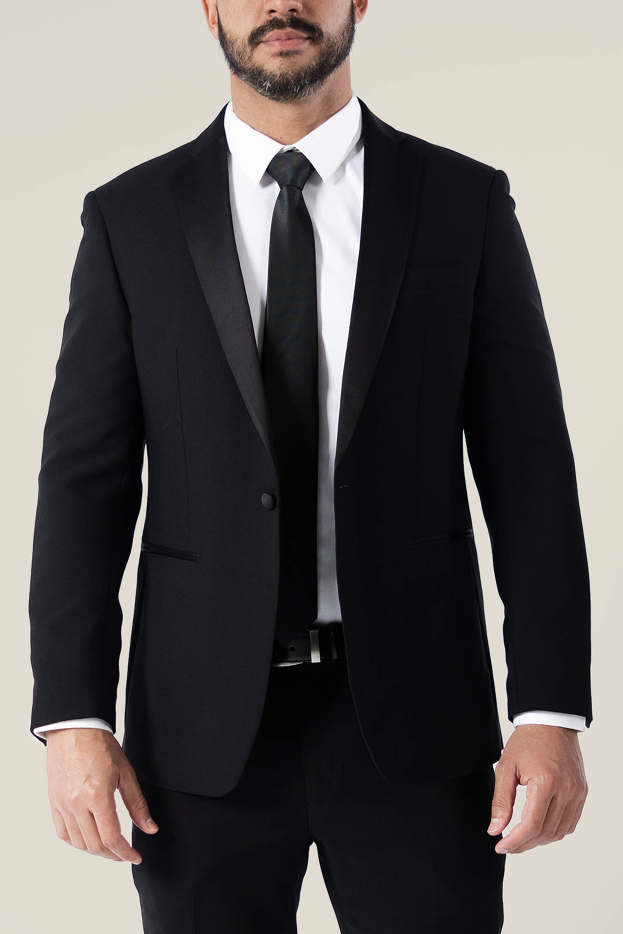 Premium Men's Black Suit Jacket with Satin Notch Lapel - Formal Business Blazer for Weddings, Office & Special Occasions