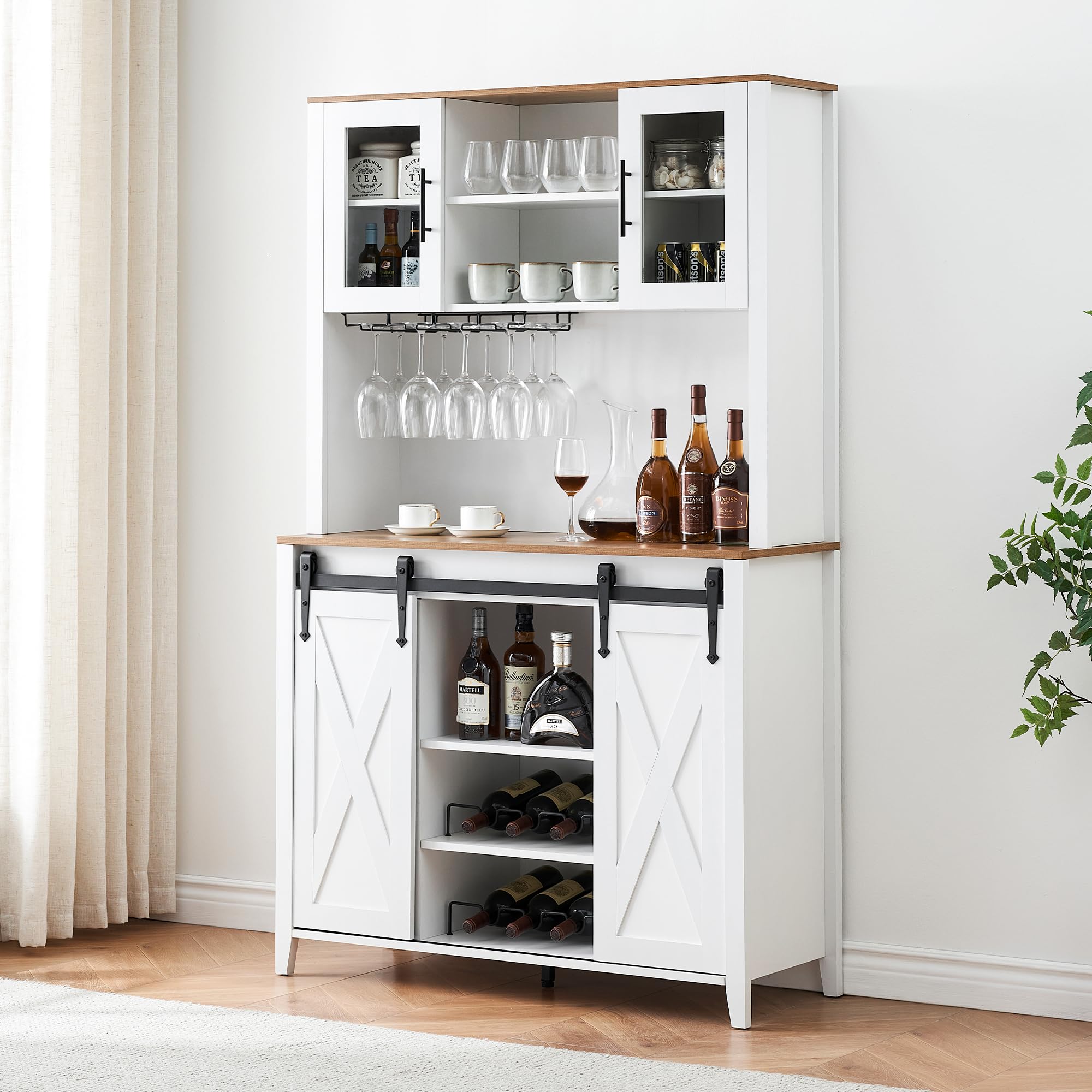 Rustic Farmhouse Bar Cabinet with Sliding Barn Door - 69