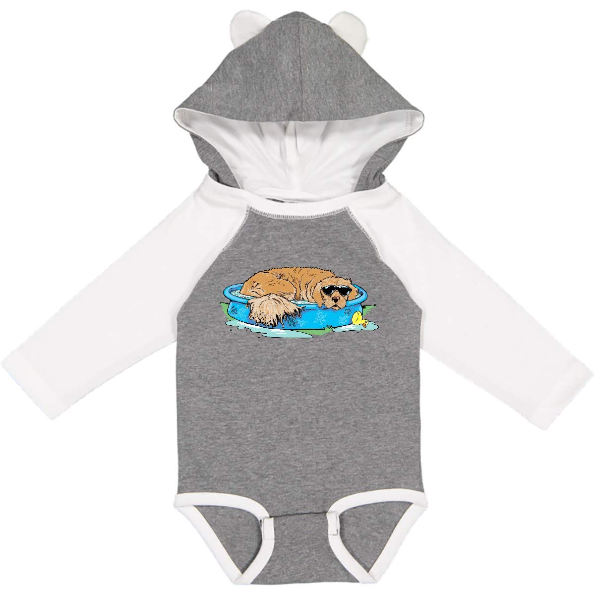 Inktastic Dog Days of Summer Cute Golden Retriever in Pool Long Sleeve Baby Bodysuit - Perfect for Summer Beach Outings, Pool Parties & Family Photos