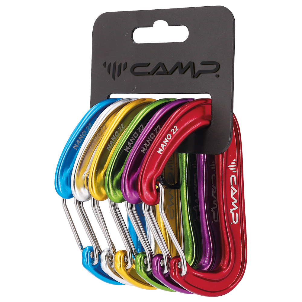 Lightweight CAMP Nano 22 Carabiners - 6 Pack for Rock Climbing, Hiking & Outdoor Gear Organization | Durable Aluminum Climbing Accessories