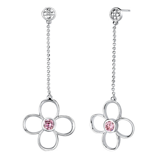 Elegant Cubic Zirconia Pendant Earrings Set in Sterling Silver - Perfect for Weddings, Parties & Special Occasions